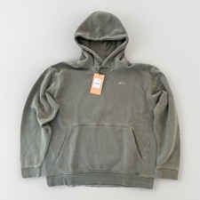 Image of Quiksilver Pullover Hoodie Olive Green Fleece Logo Men’s L NWT