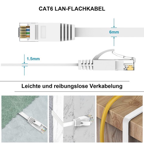Ercielook Câble Ethernet 30m Cat6 Rj45 Plat Lan 1000 Mbit/s Câble Internet pour - Photo 23/24