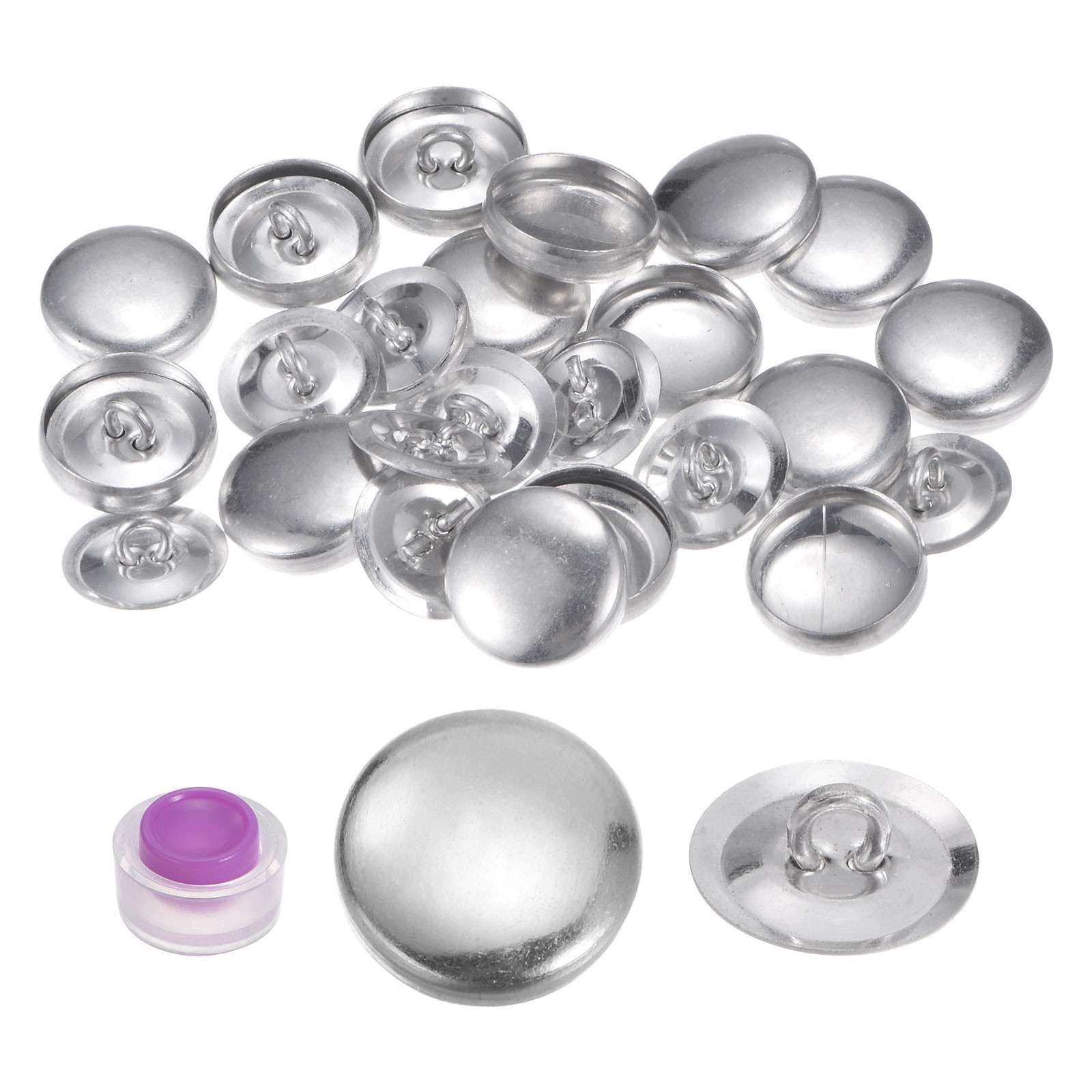 15 Sets Self Cover Button Kit 15mm Aluminum Button with Tool
