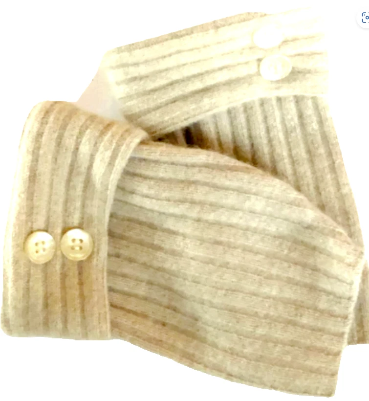 FINGERLESS GLOVES TAN KHAKI BROWN 100% CASHMERE S M L OS ONE SIZE ARM WARMERS