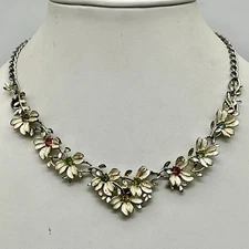 Vintage Emmons Floral Enamel Necklace 16"