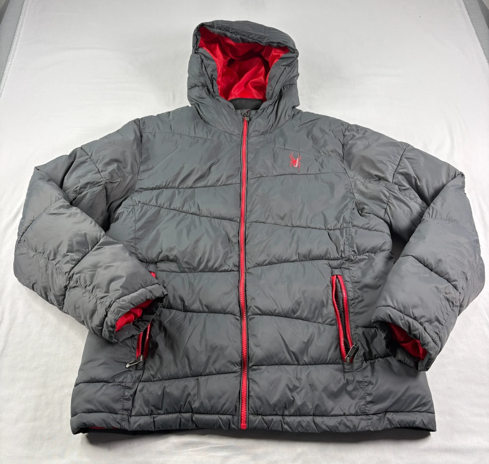Spyder Jacket Mens Medium Black Puffer Water Resistant Outdoor Full Zip