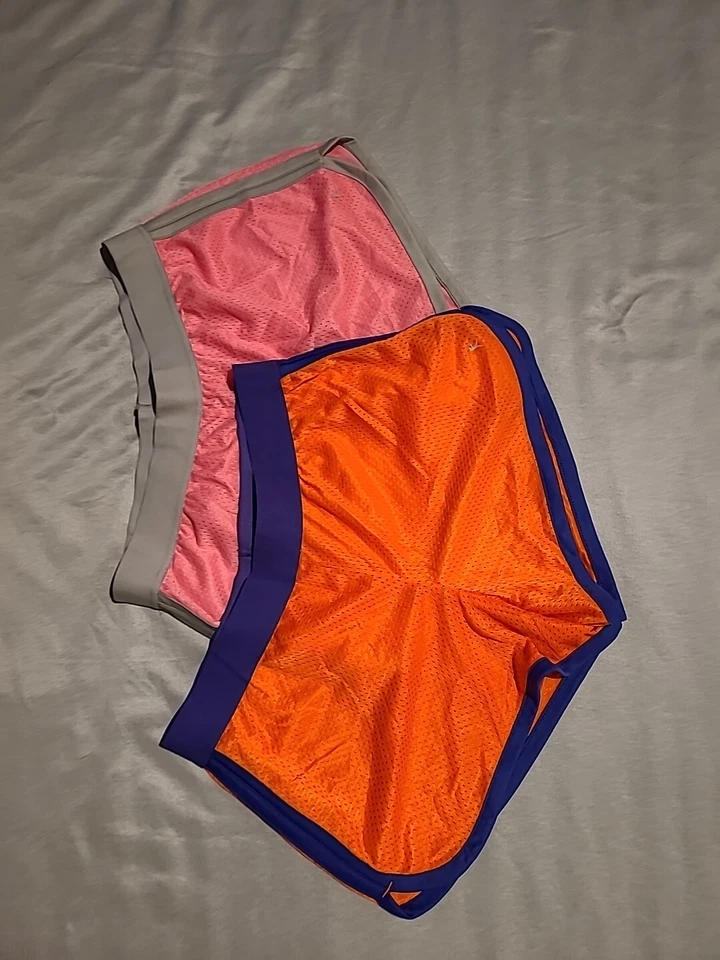 2 Pares Pantalones Cortos Danskin Now Talla Lg Entrenamiento Ejercicio Naranja/Rosa Foto 3 de 4