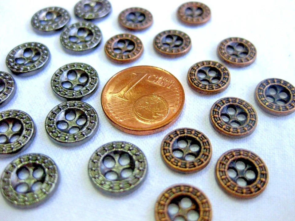 20 Knöpfe in metallic-grau oder bronze, mini  ,9mm ,K55.2 - Bild 2 von 3