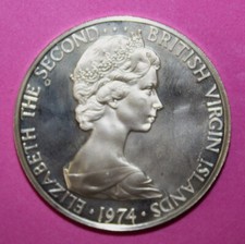 S6 - British Virgin Islands 1 Dollar 1974 Proof Silver Coin -Magnificent Frigate
