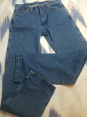 Wrangler Jeans Mens Size 34x36 A103 Cowboy Cut Blue Cotton Fade Straight  36x37