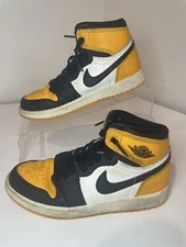 Nike Air Jordan 1 Retro Taxi Hi OG Yellow Toe Black Boys Size 1Y AQ2664-711