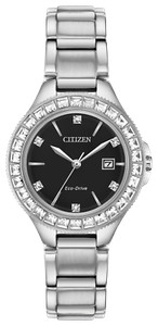 Citizen Silhouette Eco-Drive Black Crystal Dial Ladies Watch FE1190-53E New