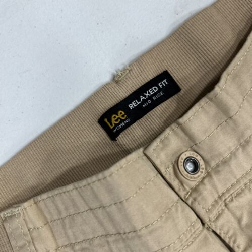 Lee Women’s Cropped Pants Cargo 20w Beige Austyn Knit Relaxed Fit Mid Rise - Picture 6 of 8
