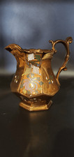 Antique English Hand Painted Cooper luster pottery jug