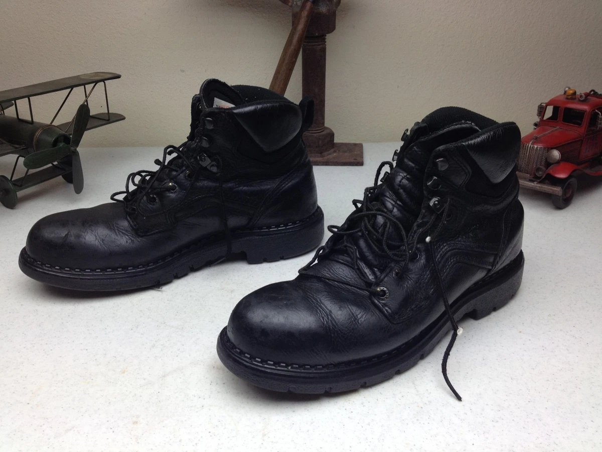 BLACK DISTRESSED RED WING 2223 STEEL TOE LACE UP PACKER WORK BOOTS