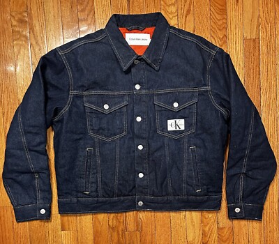 Calvin Klein Jeans Padded Denim Jacket Size Men s Large Great Condition