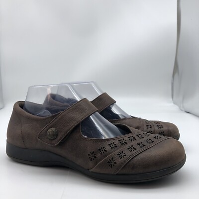 Bjorndal Brown Mary Jane Shoes Women's W/Cut Out Flower Design US sz 8.5