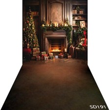 10'x20'Computer-painted Xmas Tree Fireplace Gift Scene Backdrop Background SD191