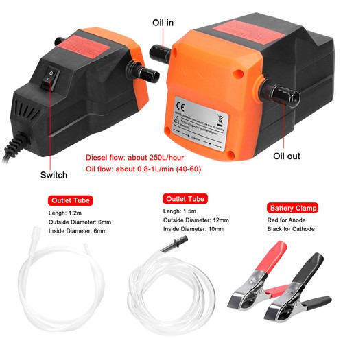 80W Oil Change Pump Extractor 12V Oil Diesel Fluid Transfer Extraction Pump Z2E5 - Picture 4 of 7