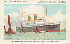 T.S.S Veendam~Holland-America Line-Roterdam-New York~1920s Steamer Ship POSTCARD