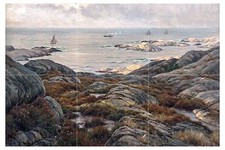 Tile Mural Yachts sea shore B. Lindholm Kitchen Wall Backsplash Marble Ceramic