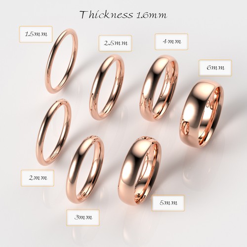 14K Rose Gold 1.5mm 2mm 2.5mm 3mm 4mm 5mm 6mm Comfort Fit Men Women Wedding Band - Picture 2 of 10