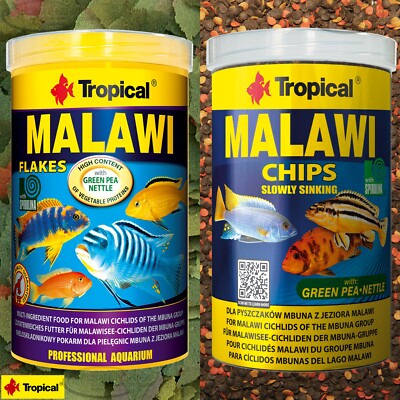 Mangime Tropical Malawi Chips 1000ml Per Ciclidi Mbuna - Alimento Vegetale Con Spirulina - Foto 6