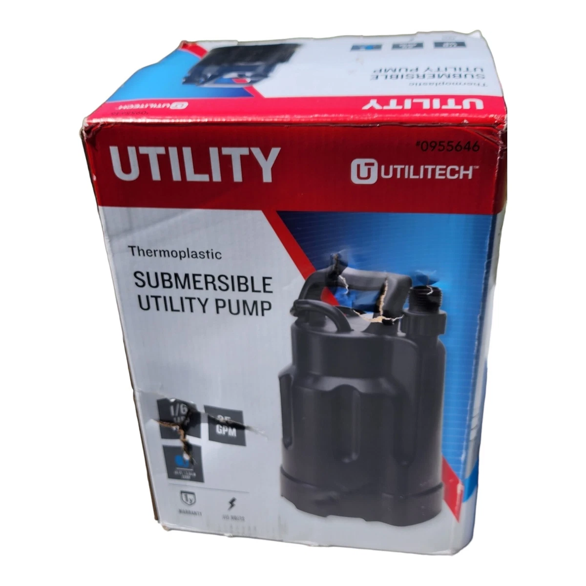 Utilitech Thermoplastic Submersible Utility Pump, 25 GPM,, 53 OFF