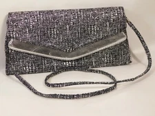 J Renee Evening Sparkly Silver w/ Silver trim w/ sholder strap