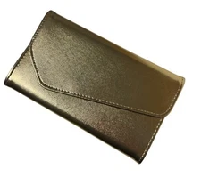 Metallic Gold Faux Leather Evening Bag  Multiple Card Slots Envelope Flap Design