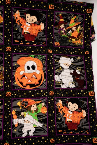 Halloween Fabric Trick or Treat Children Wearing Costumes 42" Wide x 3.55 Yds - Picture 6 of 9