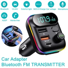 Bluetooth5.0 Car Adapter FM Transmitter USB AUX Radio Handsfree MP3 Music Player