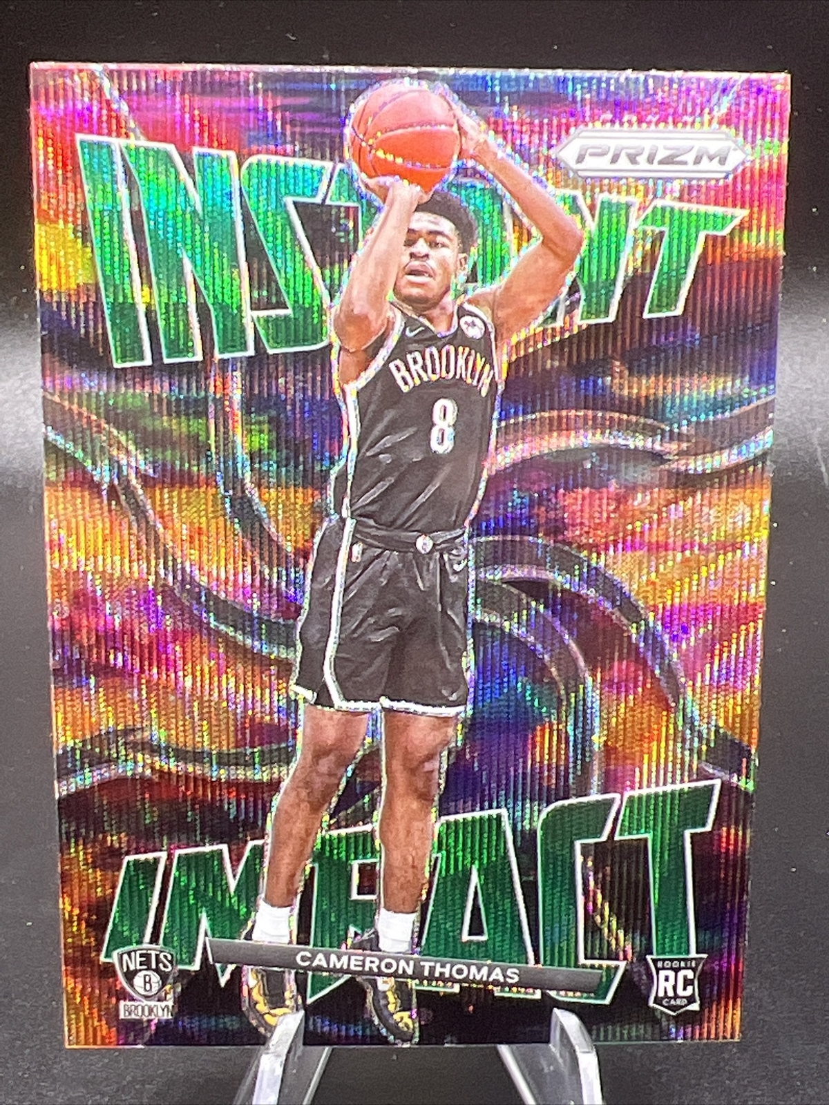 2021-22 Panini Prizm Cameron Thomas Instant Impact Green Wave Prizm Rookie RC