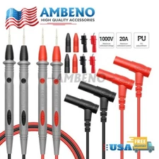 2Sets For Fluke Meter Electrical Alligator Clip Probes 20A Multimeter Test Leads