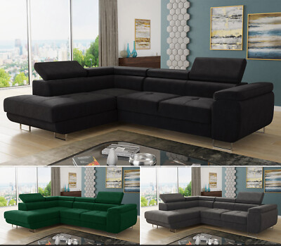 Ecksofa Caris LUX Schlaffunktion & Kopfstüt Sofa Couchgarnitur Couch Polsterecke