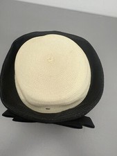 Vintage Union Made Black Ivory Pillbox Hat with Bow Midcentury Fascinator 24
