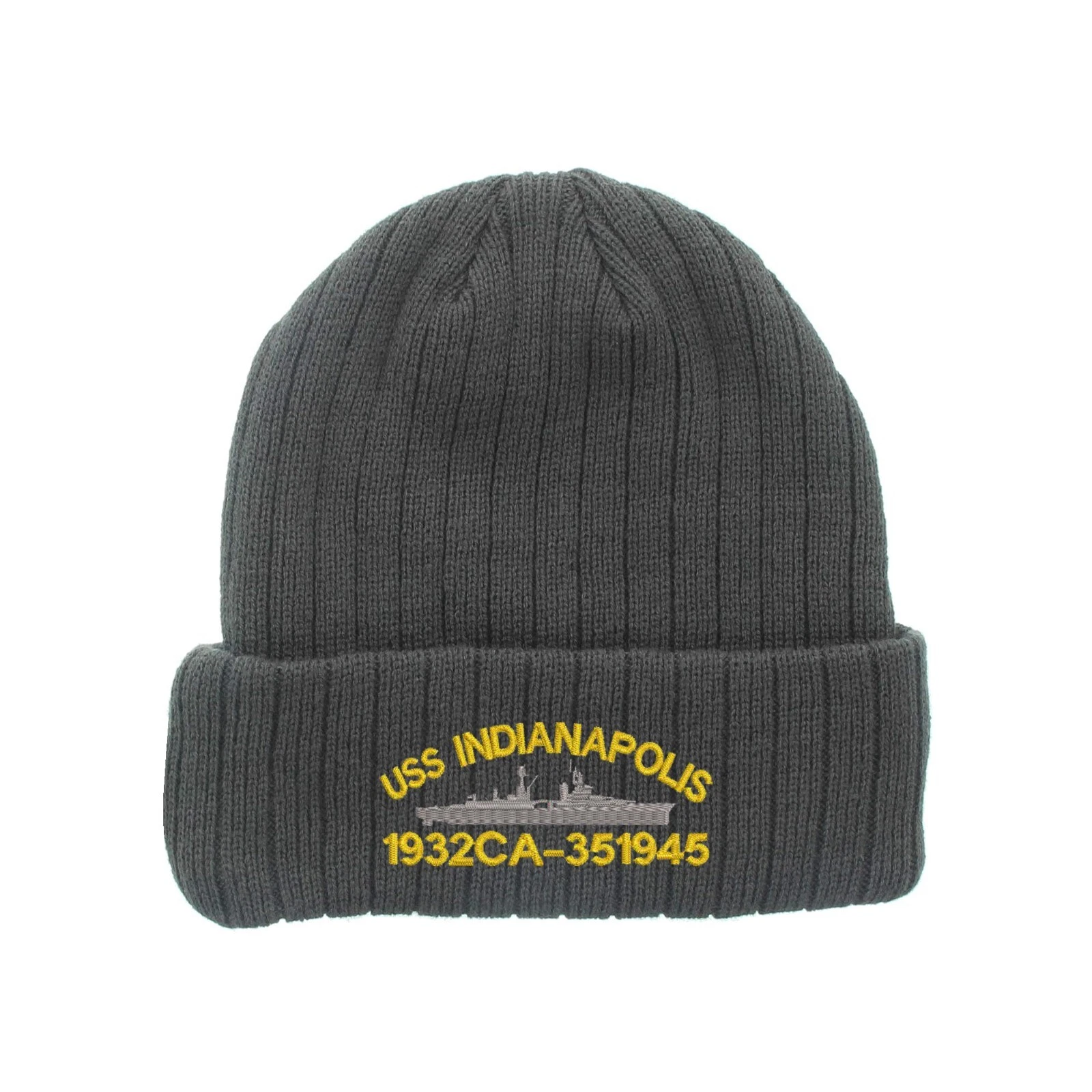 USS Indianapolis 1932 CA-35 1945 embroidered fleece beanie hat, fleece beanie