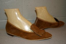Size 6 6.5 60s NOS Ballet Slippers Shoes Suede KIltie Slip On Rockabilly Lazaros