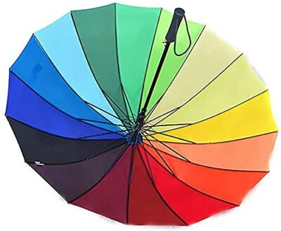 ADRIANO PORCARO® Parapluie automatique arc-en-ciel - 16 entretoises - Résistant aux tempêtes et stable - Coupe-vent (arc-en-ciel), Arc-en-ciel 120 cm