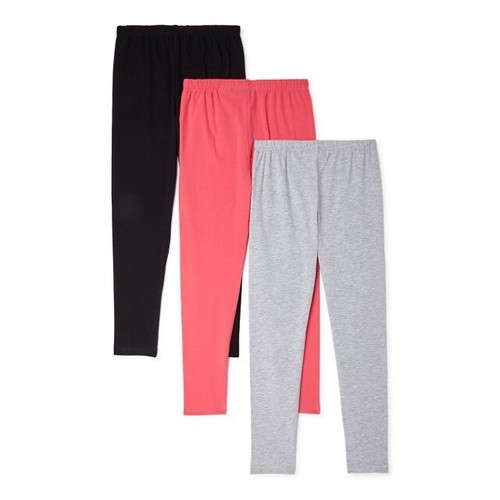 Pink Velvet Girls Solid Leggings, 3-Pk, Black/Hot Pink /Heather Grey, Size: 5/6 - Picture 2 of 6