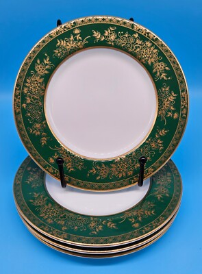 Mikasa Crown Jewel 6.5'' Bread Dessert Plate Ming Green & Gold A6404 LOT OF 4