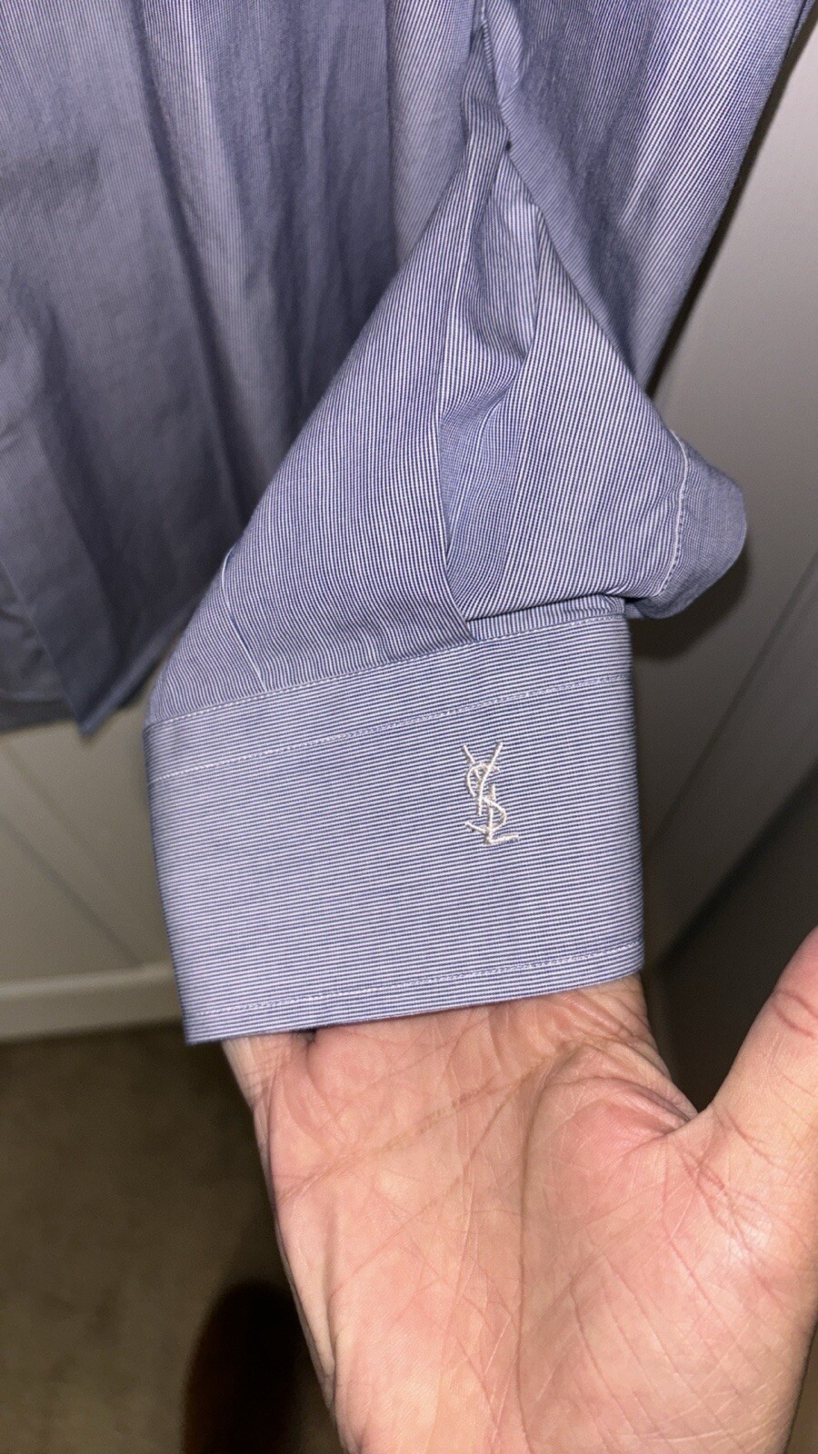 Camicia elegante uomo Yves Saint Laurent Pour Homme blu (made in Italy) taglia 17 1 2 XL