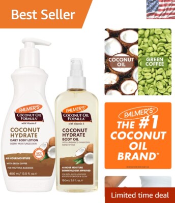 48-Hour Moisturizing Coconut Oil Formula: Body Lotion & Oil for Dry Skin
