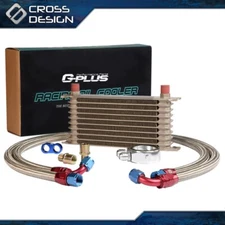 10 Row AN10 Engine Gold Fit For Aluminum Oil Cooler+Filter Adapter Kit Universal