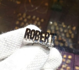 Authentic The Cipher Of Self Custom 14K White Gold- Plated Name Band Ring