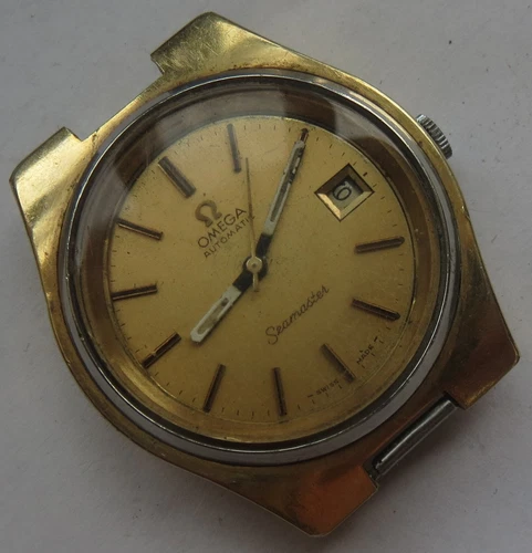Omega Seamaster automatic date mens wristwatch gold filled case screw back