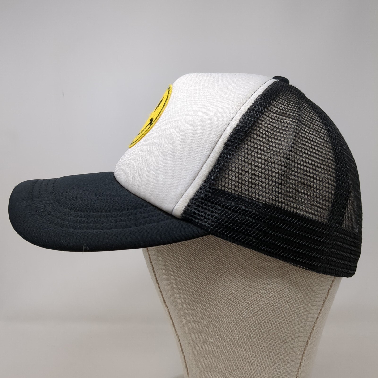 Smiley Face Patch Snapback Trucker Hat Black OSFA… - image 4