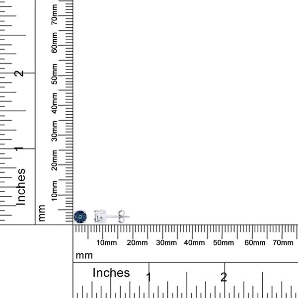 Aretes redondos de diamantes naturales azules de 1/30 quilates de regalo para mujer de oro macizo de 10 quilates Foto 3 de 4