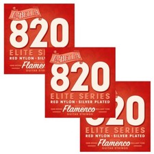 La Bella Guitar Strings 3 Sets Nylon 820 Red Nylon Silver Plated Flamenco