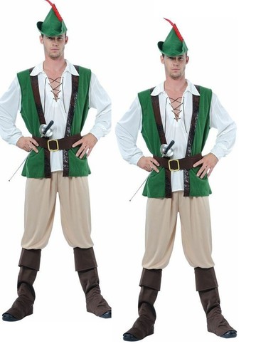 Da Uomo Deluxe Robin Hood Medievale Costume Adulto Vestito e Cappello | eBay