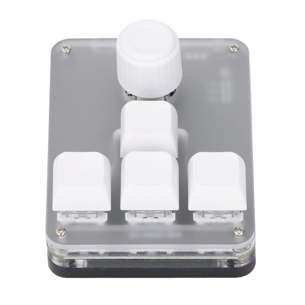 4-Key Programmable Mechanical Keypad with RGB Light and Knob in White