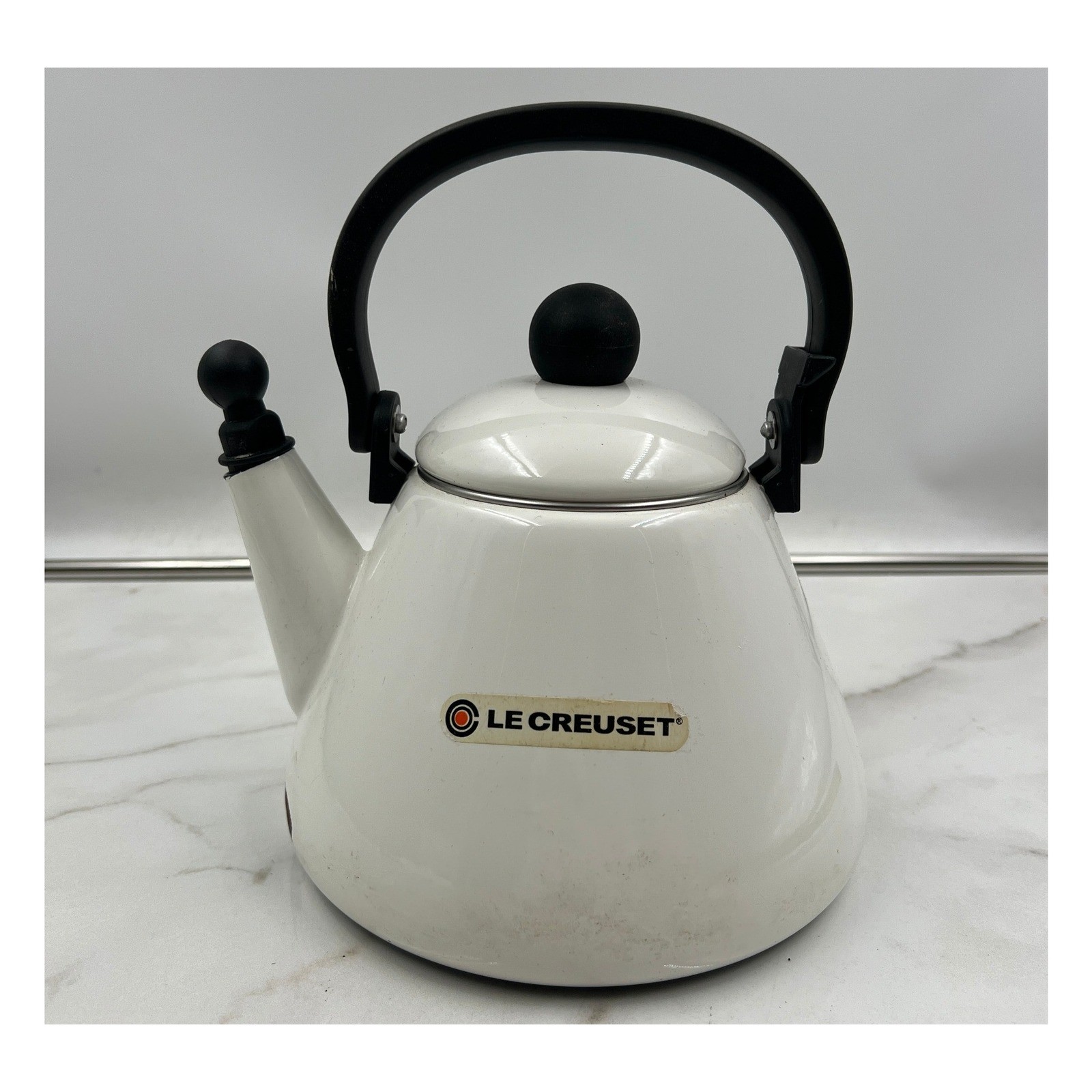 Le Creuset White Enamel on Steel 1.7 Qt Whistling Tea Kettle