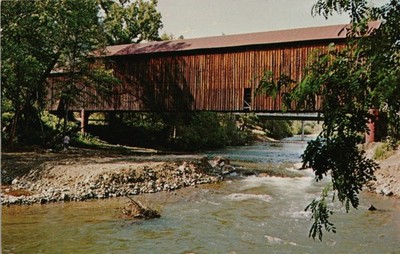Honey Run Covered Bridge Chico, Calif. Vintage Chrome Postcard Eastman Studio