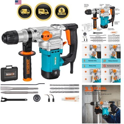 1-1/8'' SDS-Plus Rotary Hammer Drill with Safety Clutch,9 Amp 3 Functions Cord...
